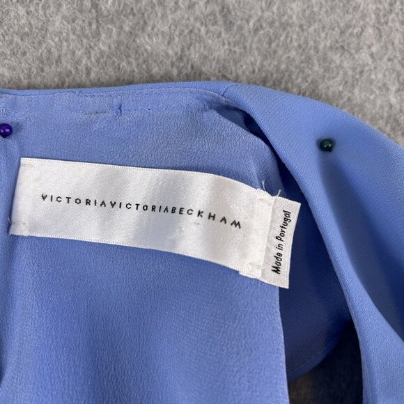 Victoria Victoria Beckham Shift Dress Women US 6 Blue Pleated Hem Lined Cocktail - Picture 6 of 8